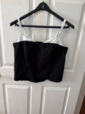 torrid Black and White Lace-Trim Cami